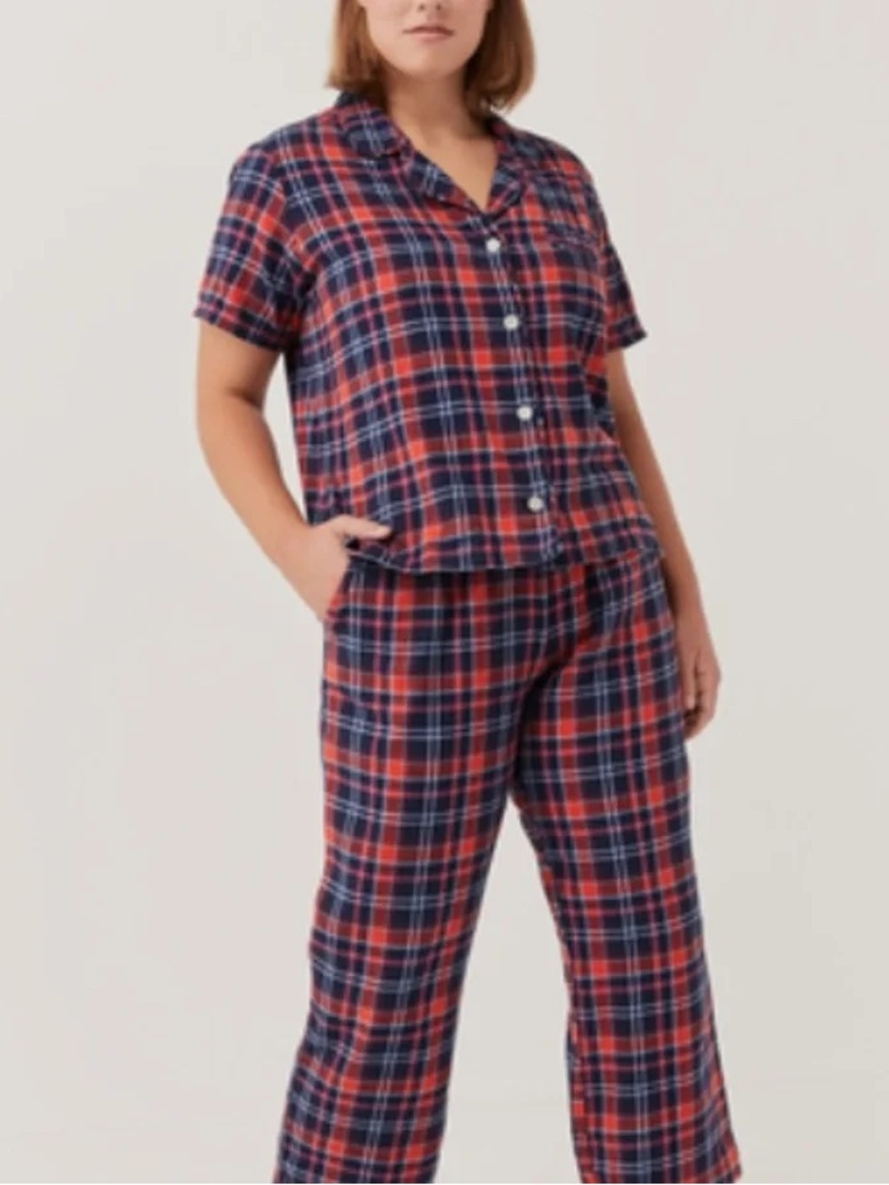 Pact Leighton Plaid Organic Cotton Flannel Pajama Set Size Small